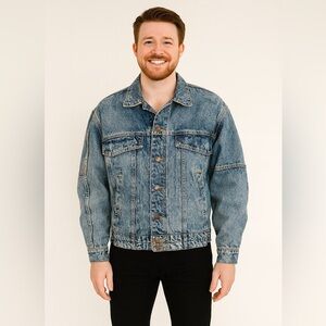 Mint Condition Industriale Nuovo Acid Wash Jean Jacket Size Large 90s Bomber